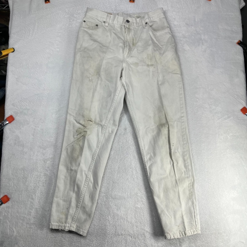 Levi's 550 Relaxed Fit Tapered Leg Jeans Women's 12 White Denim Zip Fly - 29X28